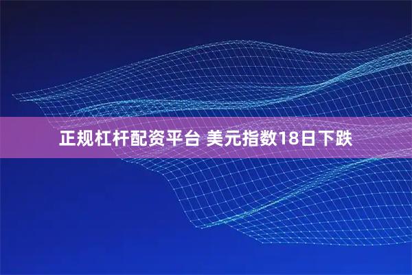 正规杠杆配资平台 美元指数18日下跌